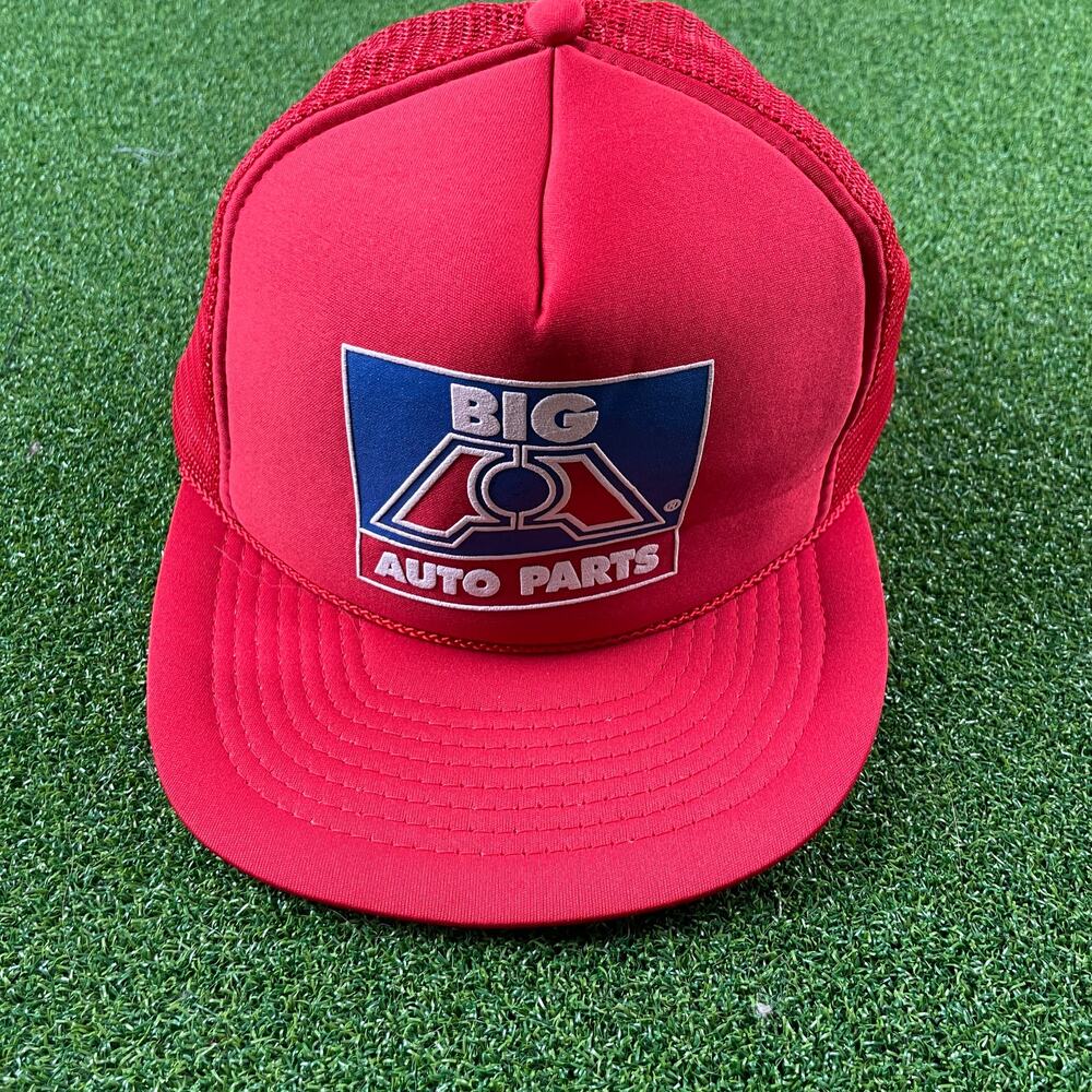 Vintage Cobra Red Big A Auto Parts Mesh Snapback Trucker Hat OS